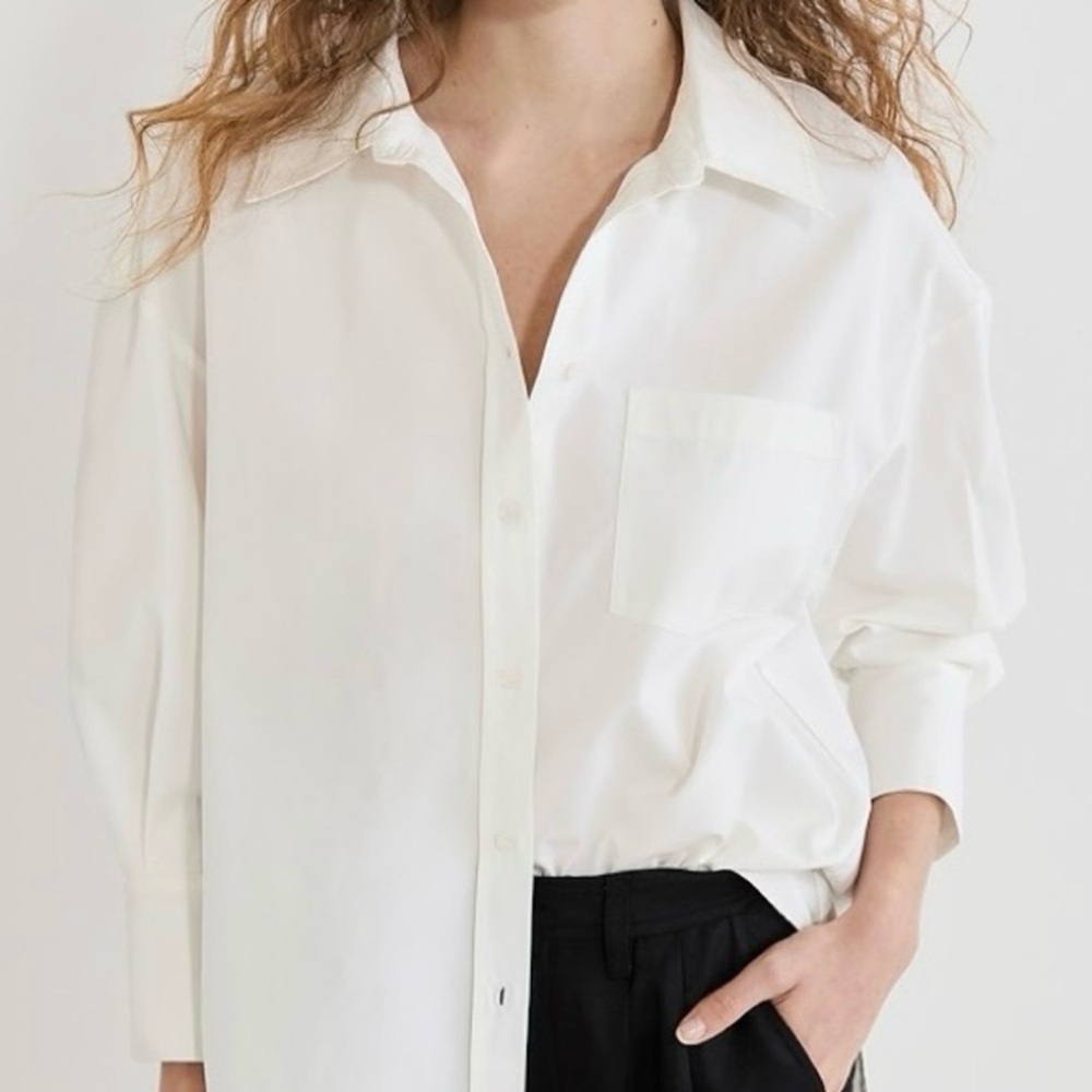 Anine Bing Oversized Mika Crisp Cotton Poplin White Shirt NWT - Picture 2 of 14